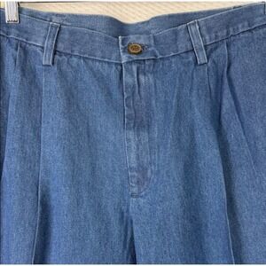 Haggar Work to Weekend Pants Denim Mens 38x30 Blue Pleated Cotton